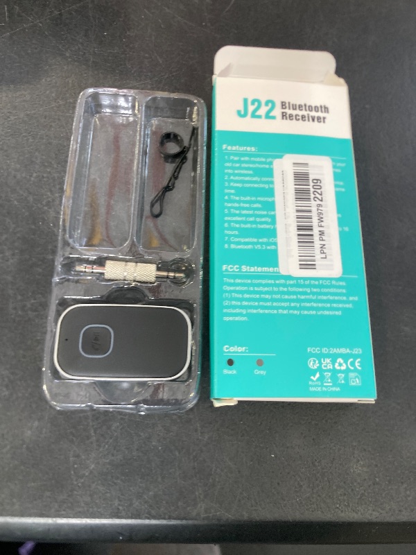 Photo 1 of COMSOON Bluetooth Receiver for Car, Noise Cancelling 3.5mm AUX Bluetooth Car Adapter, Wireless Audio Receiver for Home Stereo/Wired Headphones, Hands-Free Call, 16H Battery Life - Black+Silver