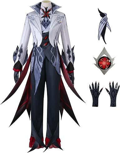 Photo 1 of 3xl Mens Grey Cosplay Costume Servant Full Suit with Accessory for Halloween Christmas Party Outfit
