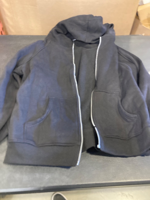 Photo 1 of Trendy Queen Zip Up Hoodies For Women Oversized Sweatshirts Fall Fashion Outfits 2026 Cropped Pullover Sweaters Y2k Fleece Jackets Comfy Gym Tops Teen Girls Clothes Black xL missing zipper 