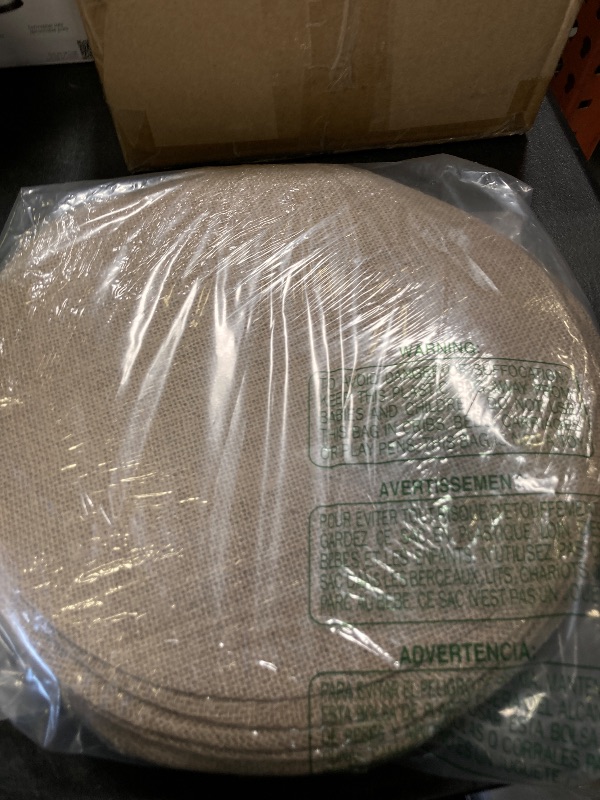 Photo 1 of 24 Pack Round Burlap Placemats, 11.8? Jute Rustic Table Placemats Bulk for Charger Plates, Burlap Circle Table Mats for Dining Table, Brown Charger Place Mat for Wedding Dinner Holiday Farmhouse Decor