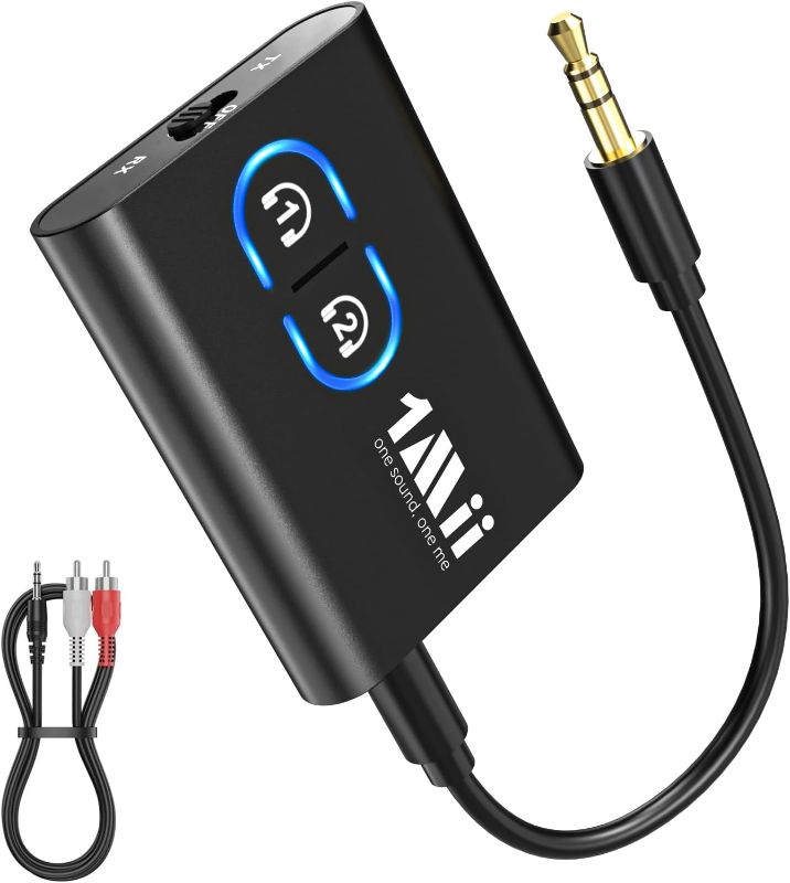 Photo 1 of 1Mii Bluetooth 5.3 Transmitter Receiver for TV to Wireless Headphones, Dual Link aptX Adaptive/Low Latency/HD Audio, Aux Bluetooth Audio Receiver Adapter for Home Stereo, Airplane, Boat, Gym