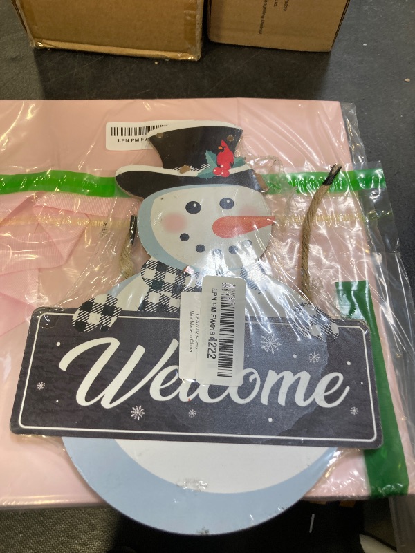 Photo 1 of Winter Welcome Snowman Christmas Door Decorations Sign for Home Front Door, Christmas Winter Snowman Wall Decor Wood Hanging Signs for Home Office Xmas Holiday Party Indoor