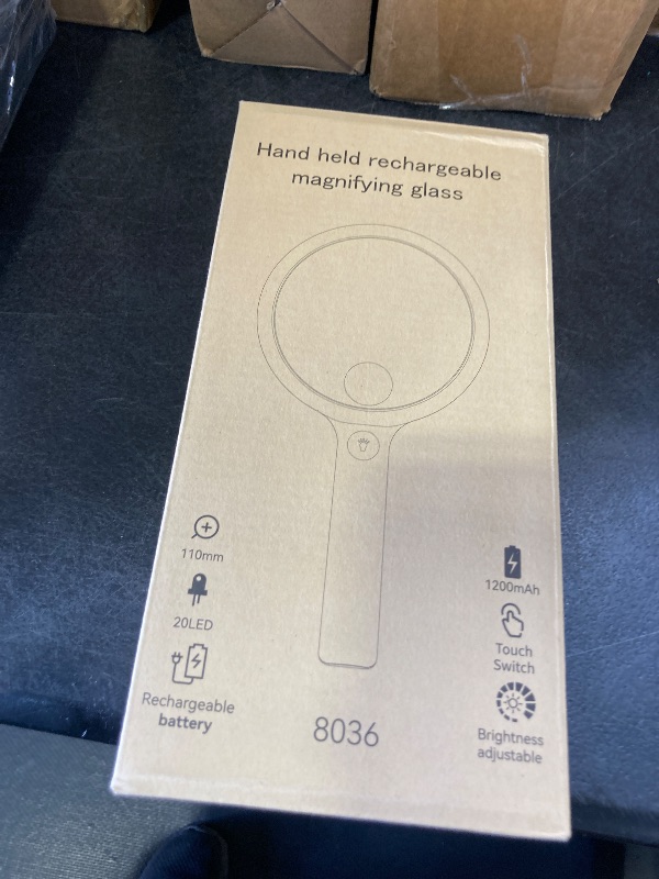 Photo 1 of 30X Charge Magnifier with Light, NUEYiO 4.33Inch Large Handheld Magnifying Glass with Light, 20 Daylight LEDs & Third Gear Dimming Lighted Magnifying Glass for Seniors Reading Inspection Coin Jewelry