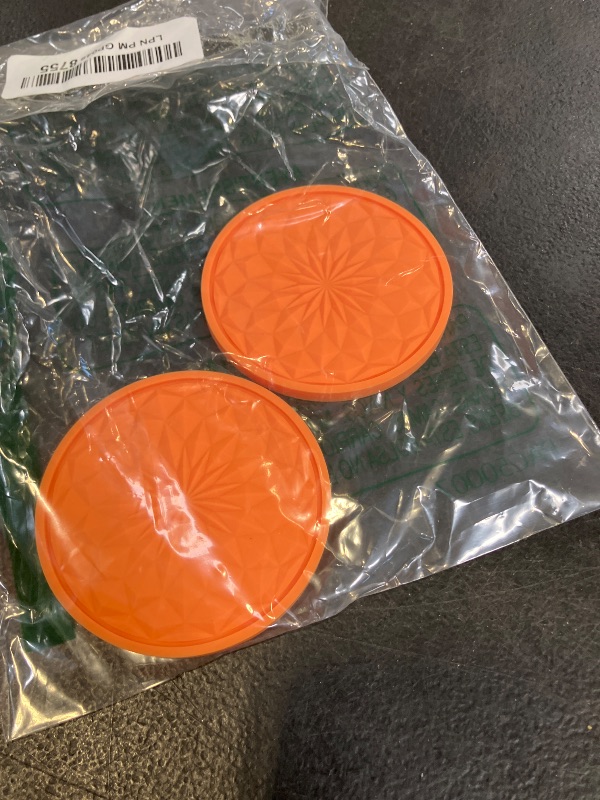 Photo 1 of MEAJOO 2 Pack Silicone Car Cup Holder Coaster – 2.75 Inch Non-Slip Drink Mat, Universal Fit for Most Vehicles – Cute & Functional Auto Accessories (Orange)