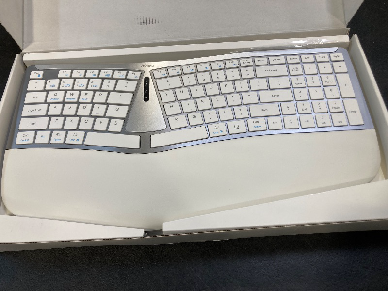 Photo 1 of Nulea RT07B Wireless Ergonomic Keyboard - Split Keyboard, Wrist Rest, Natural Typing, Bluetooth and USB Connectivity, USB-C Rechargeable,Compatible with Windows Mac (Grey White)