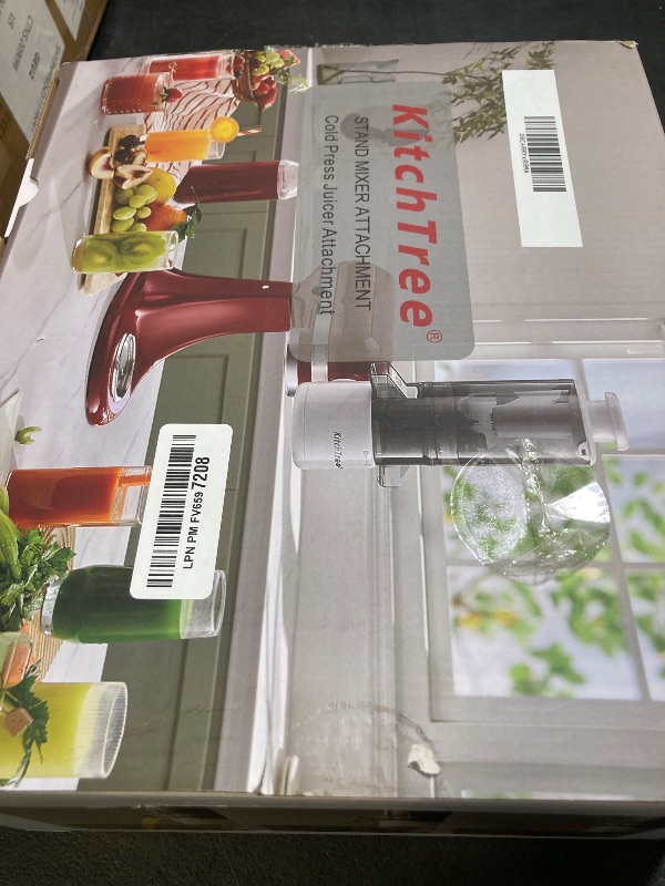 Photo 1 of KITCHTREE Masticating Juicer Attachment for KitchenAid Stand Mixer, 4.2" Large Feed Chute Fit Whole Vegetables & Fruits, Slow Cold Press Juicing, Includes 2 * 28oz capacity cups