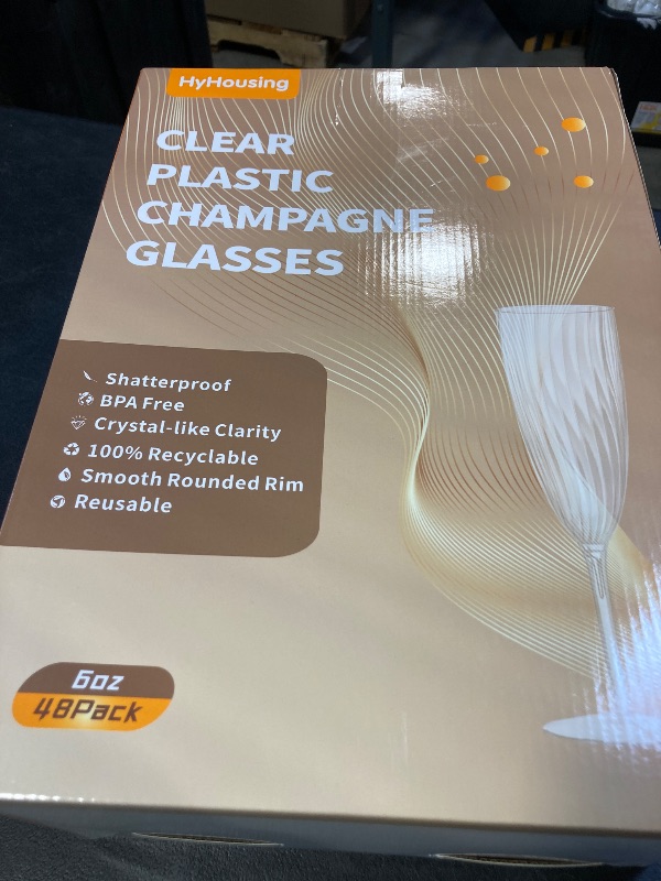 Photo 1 of 48 Plastic Champagne Flutes, Clear Disposable Plastic Champagne Glasses Reusable Wine Cocktail Cups for Home Daily Life Party Wedding Toasting Drinking Birthday,New Years Eve Party Supplies 2025