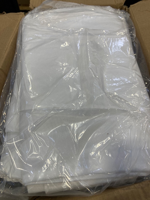 Photo 1 of Cuckan 120 Inch Round Tablecloth, 10 Pack White Stain Resistant and Wrinkle-Free Polyester Table Cover for Wedding, Banquet, Party, Restaurant