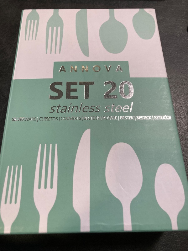 Photo 1 of ANNOVA Silverware Set, Retro/Rivet Colorful Stainless Steel Tableware Kitchen Flatware Set Utensils, Includes Dinner Knives, Forks, Spoons, Salad Forks & Dessert Spoons (Morandi Mix, 20 Pieces)