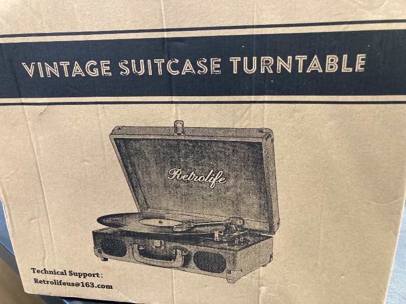 Photo 1 of Vinyl Record Player 3-Speed Bluetooth Suitcase Portable Belt-Driven Record Player with Built-in Speakers RCA Line Out AUX in Headphone Jack Vintage Turntable Haze Blue