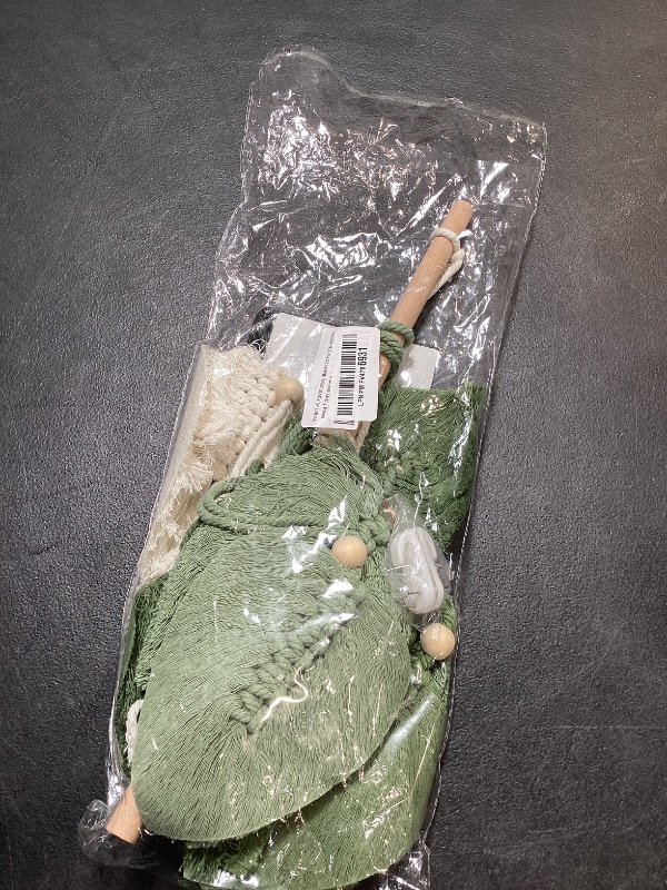 Photo 1 of EMVANV Macrame Wall Hanging Leaves,Hand-Woven Cotton Rope Leaf Tapestry For Nursery Bedroom Living Room, green