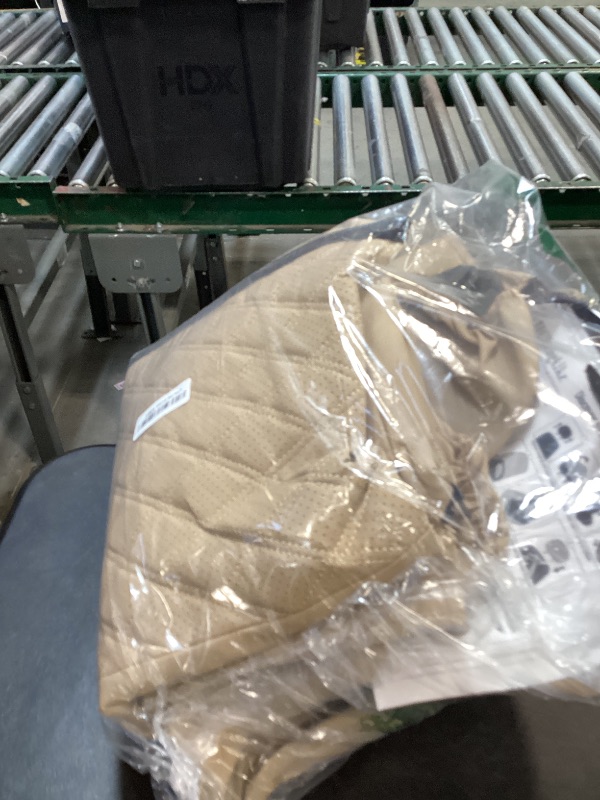 Photo 1 of HChengkikz Car Seat Covers Full Set, Breathable and Waterproof Napa Leather Car Seat Cover, Interior Universal Fit for Cars, Sedans, SUVs, Vans, Trucks (Full Seat, Beige)