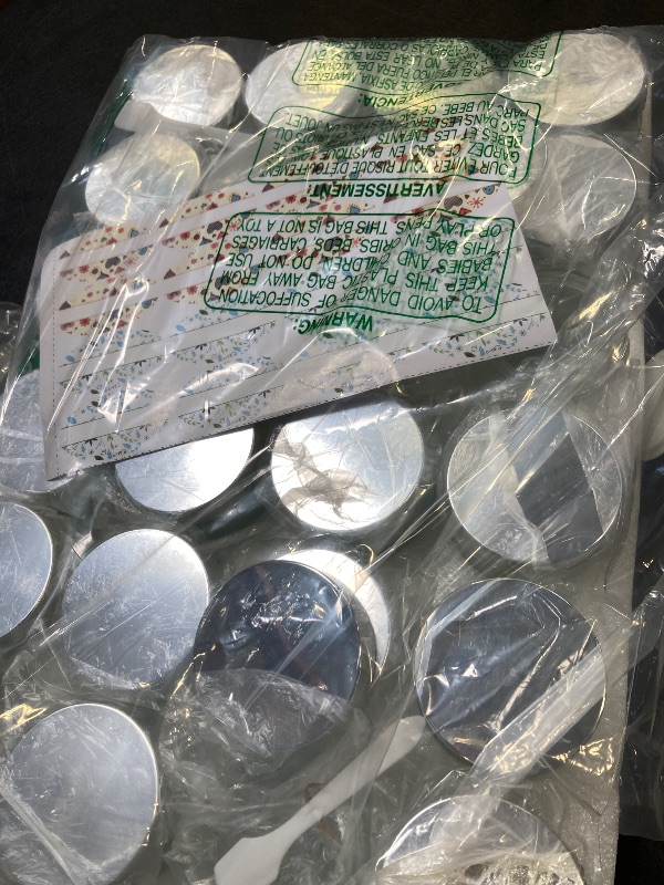 Photo 1 of 24 pack) 2 oz Clear Frosted Glass Jar with Silver Metal Overshell Lid
