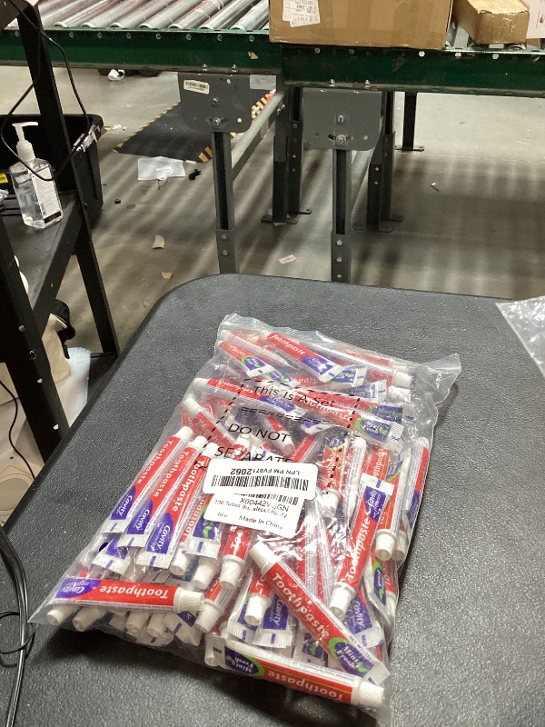 Photo 1 of 100 Tubes Bulk Travel Size Toothpaste,Extra Small 0.35oz Small Toothpaste Travel Size Bulk 0.8x3.5 inches Peppermint Mini Disposable Toothpaste for Hotel,Guests,Homeless,Charity