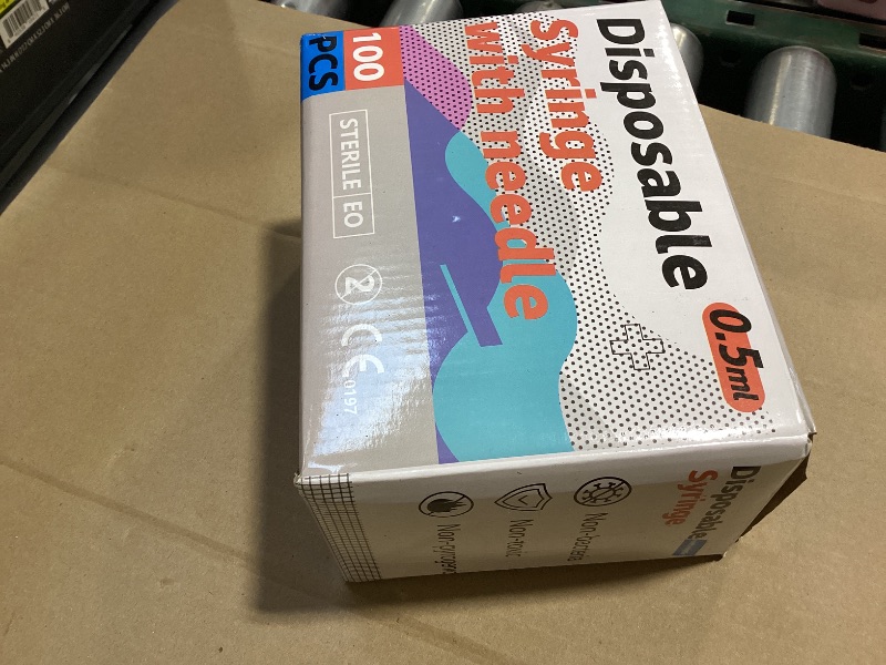 Photo 1 of 0.5ml 30G 5/16 Inch 8mm Syringe, Lab Syringes Individually Wrapped, Pack of 100