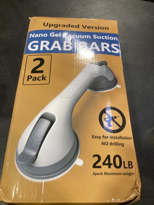 Photo 1 of 2 Pack Suction Cup Shower Grab Bars for Seniors, Heavy Duty Removable Shower Handles for Bathtubs & Showers, Bath Handrails for Elderly Assistance Products, Bathroom Safety Accessory