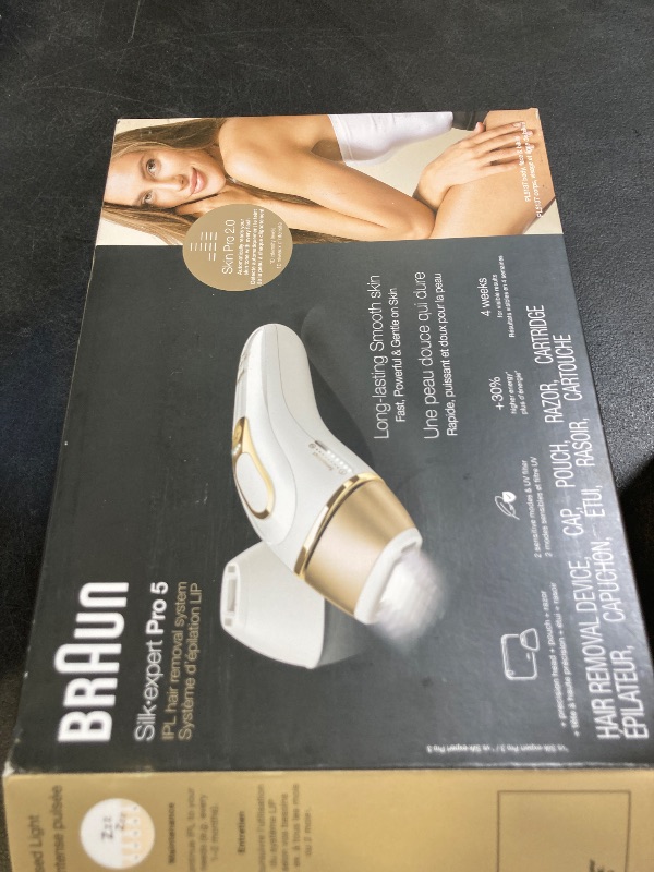Photo 1 of **USED, UNABLE TO TEST** Braun IPL, Silk·Expert Pro 5, IPL Hair Removal for Women and Men, Permanent Laser Hair Reduction At-Home, 2 Heads, Pouch, IPL5137