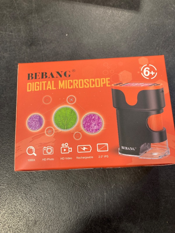 Photo 1 of 1000X Handheld Microscope for Kids 4K 2.0" Screen Rechargeable Mini Pocket Digital Microscopes w/Slides Kit Portable Edu Gift Age 4-6 8-12 Children Students
