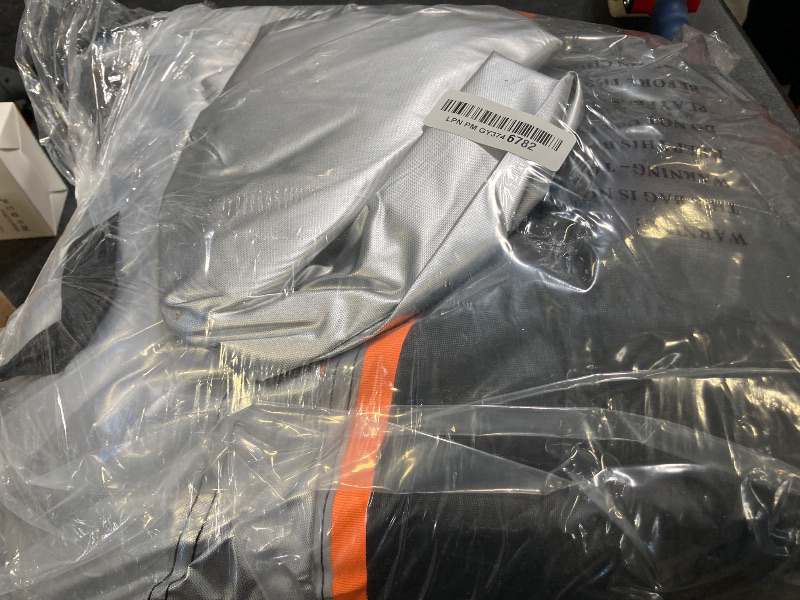 Photo 1 of FJWDSC Full Enclosed Motorcycle Cover Waterproof Outdoor/Indoor Storage Waterproof Motorcycle Cover Heavy Duty with Reflective Strips Fits Scooter/Touring Motorcycles Length up to 108"?Black+Sliver?