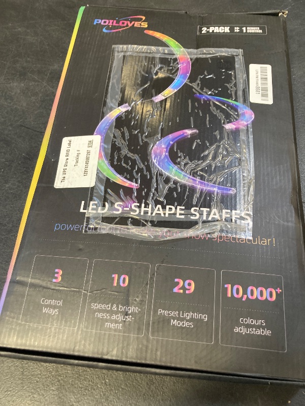 Photo 1 of POILOVES LED POI Staffs S-Shape with 241 Color Light Modes USB Rechargeable Magic LED S-Staffs Customized Colors, Profound Visual Effect