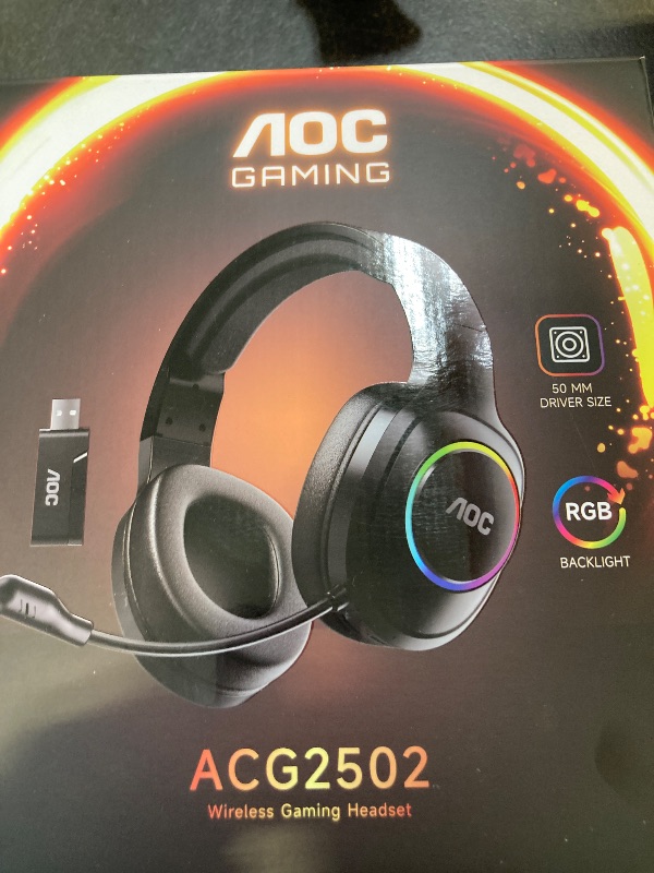 Photo 1 of AOC Wireless Gaming Headset Compatible with ps5/4, PC, USB-C & Bluetooth 5.4 & 2.4GHz Gaming Headphones with Noise Canceling Mic, 7.1 Virtual Surround,20ms Latency, 45H, RGB- White