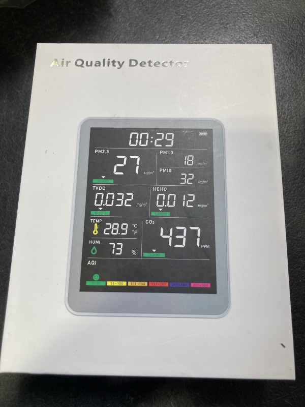 Photo 1 of Professional Indoor Air Quality Monitor with AQI, Portable Real-Time Detector for Home Cars Plants and Pets (Taupe Black)
