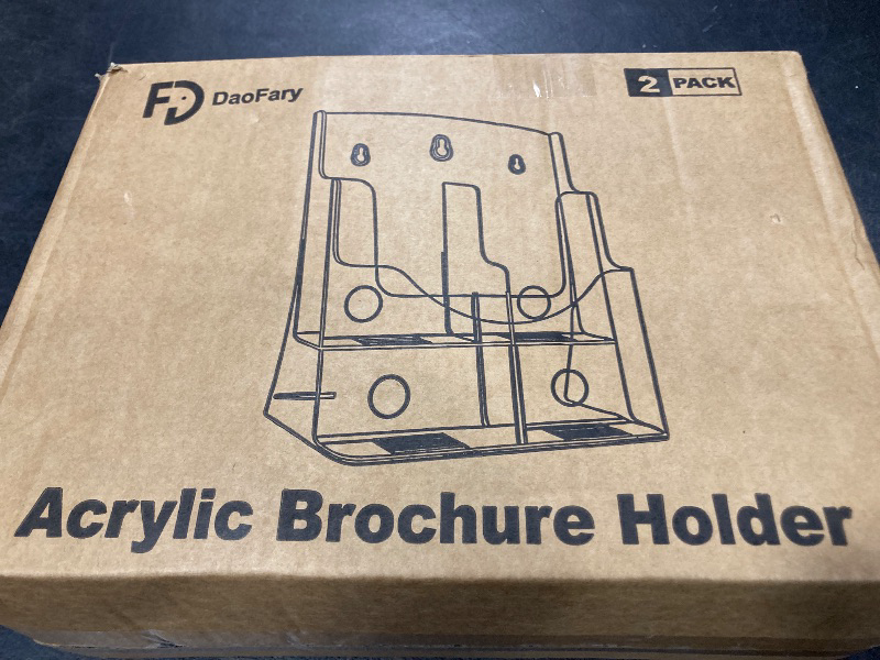 Photo 1 of 2 Pack Acrylic Brochure Holder 8.5 x 11, 2 Tier Brochure Display Stand with Removable Divider for 4 x 9 inches Trifold Pamphlets, acrylic flyer holder 8.5 x 11 Stands for Flyer, Pamphlet, Magazine