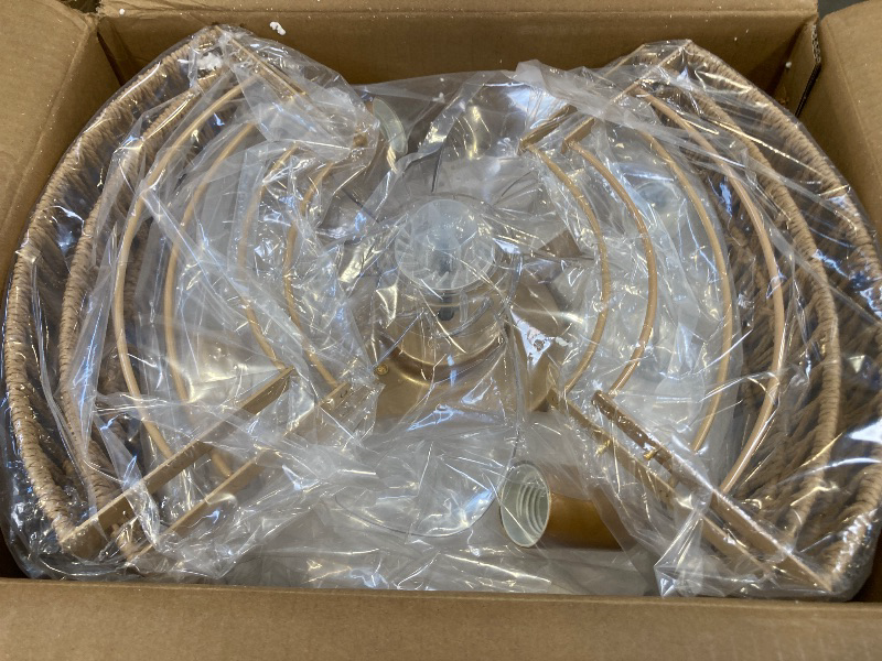 Photo 1 of XYLLIFY Boho Caged Ceiling Fans with Lights Flush Mount, Hand-Woven Rattan Ceiling Fans with Light and Remote Control, Enclosed Timing 6 Speeds Reversible for Living Room Bedroom Dining Room