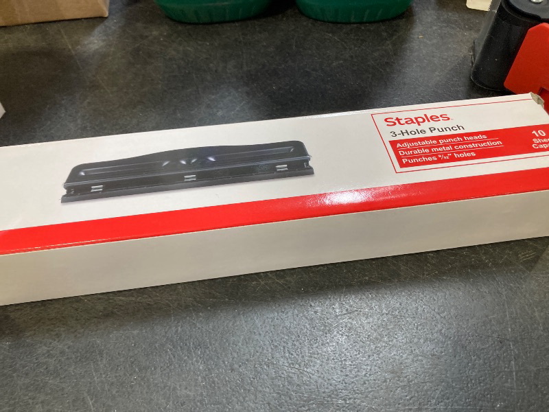 Photo 1 of Staples - Adjustable Punch, 10 Sheet Capacity, (24539-CC/10574) - Black