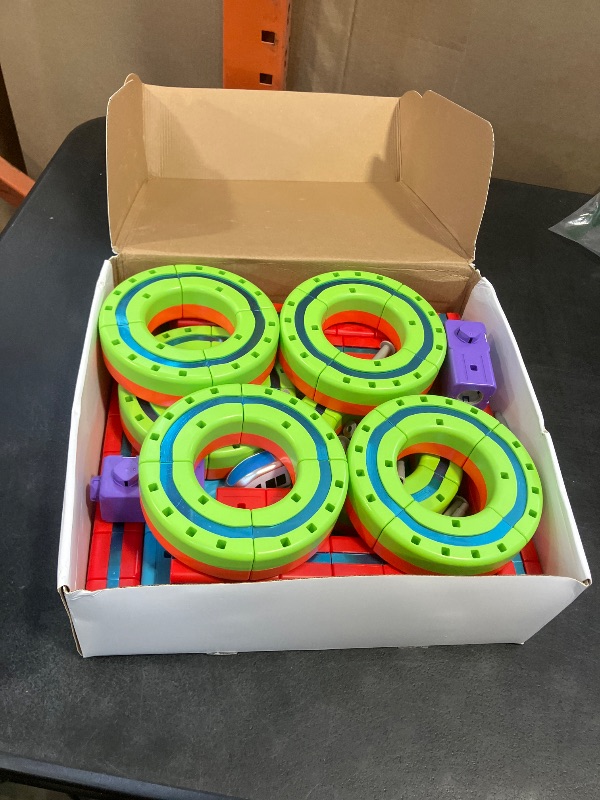 Photo 1 of 3D Infinity Cube Track Magnetic Electric Train Set for Kids 4 6 7 8,Toy Vehicle Playsets for Toddlers 3-5 Train Set Learning Gift,141 Pcs/2 car