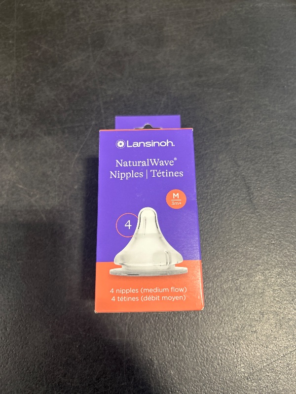 Photo 1 of Lansinoh NaturalWave Baby Bottle Nipples, Medium Flow, Size M, 3+ Months, 4 Count – 100% Soft, Durable Silicone, Made Without BPA BPS, Anti-Colic, Supports Baby’s Developing Mouth and Teeth