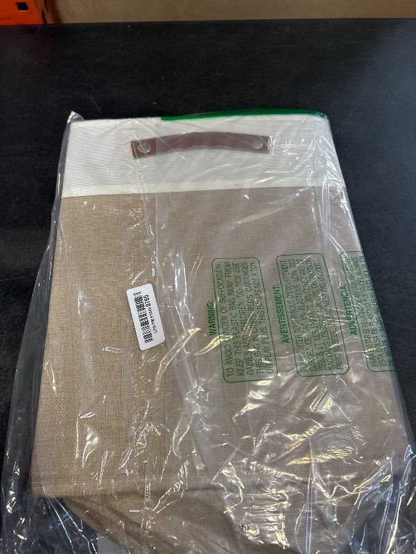 Photo 1 of Bagnizer Large Toy Storage Box with Lids, Collapsible Sturdy Baby Storage Organizer Chest Bin Basket for Kids, Boys, Girls, Playroom, Nursery, Bedroom, Closet 25"x13"x16" (Beige and White)