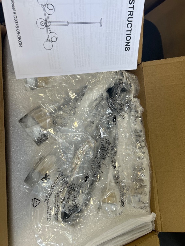 Photo 1 of 5-Light Globe Chandelier Pendant Lighting - Modern Large Semi-Flush Ceiling Light Fixture with Smoked Glass, Black Dining Room Light Fixture, Sputnik Light Fixture for Kitchen Living Room Bedroom