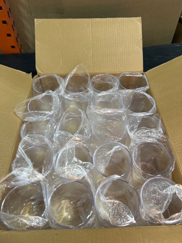 Photo 1 of 20 Pcs Plastic Vases, 4 Inch Clear Acrylic Cylinder Vase Bulk Floating Candle Holder Small Plastic Vases for Centerpiece Flowers Home Table Wedding Decor