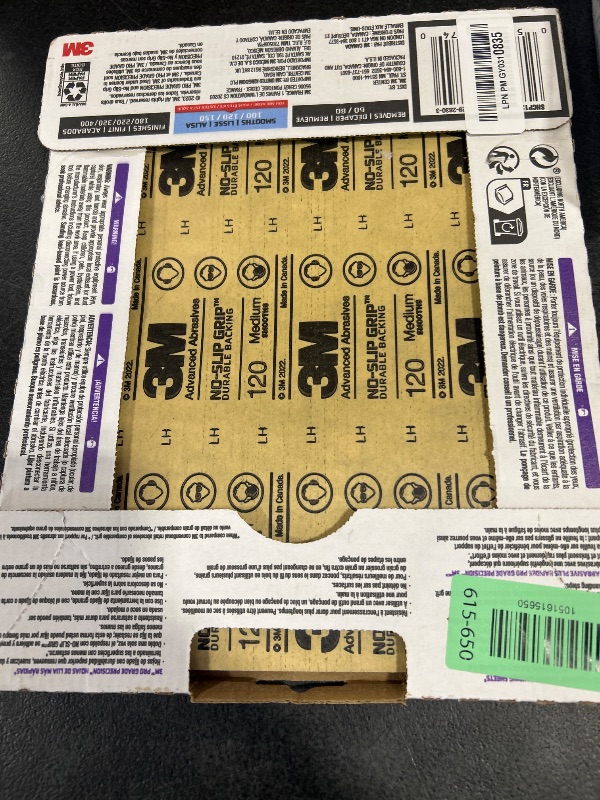 Photo 1 of 3M Pro Grade No-Slip Grip Advanced Sandpaper, 120 Grit, 9" x 11" Sheets – 20-Pack for Wood, Metal, and Paint Surfaces