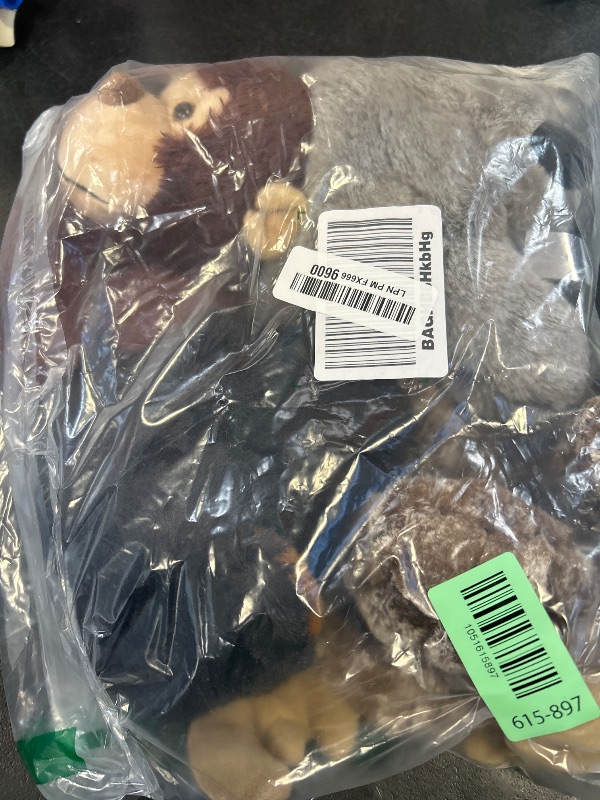 Photo 1 of 4 PCS Animal Hand Puppet Set 11'' Soft Realistic Wild Plush Puppets Toys Orangutan, Black Bear, Moose, Koala Puppet for Kids Ages 1-3, 4-8 and Adult to Tell Stories and Role Play