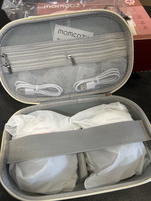 Photo 1 of Momcozy M5 Smart APP Controlled Wearable Breast Pump, Hands-Free Wireless Electric Pump, 3 Modes 9 Suction Levels, BPA-Free, Portable Lightweight, 24mm Flange, 2-Pack Quill Gray