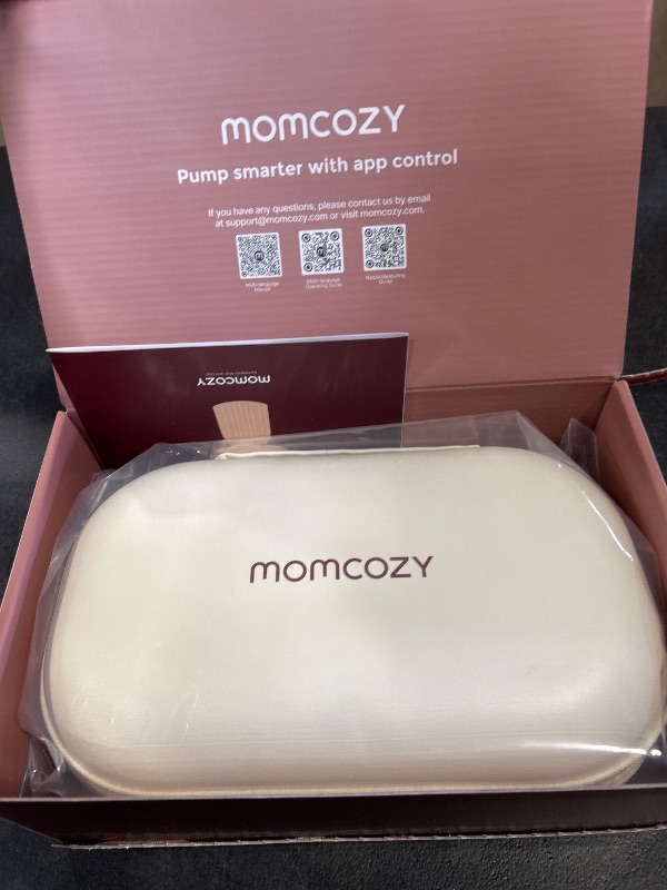 Photo 1 of Momcozy M5 Smart APP Controlled Wearable Breast Pump, Hands-Free Wireless Electric Pump, 3 Modes 9 Suction Levels, BPA-Free, Portable Lightweight, 24mm Flange, 2-Pack Quill Gray