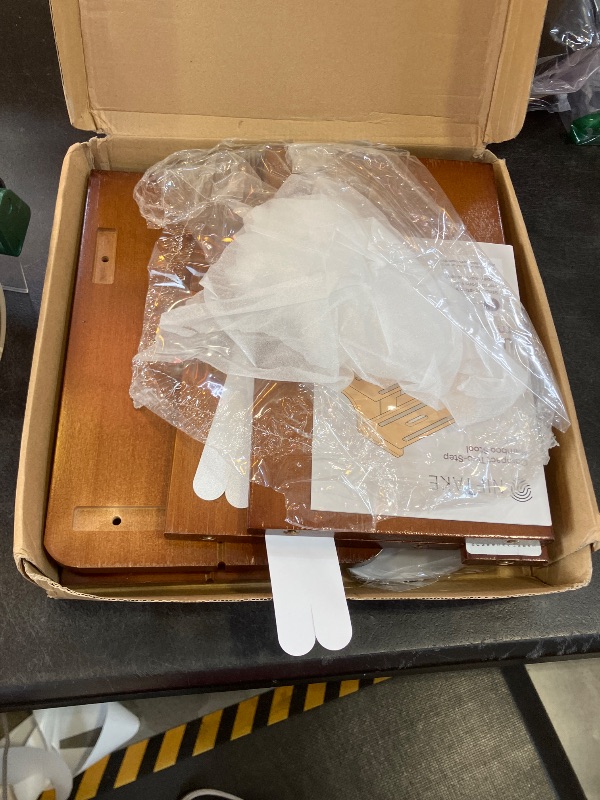 Photo 1 of NIFTAKE Small Step Stool, 200lb Capacity - Sturdy, Safe and Durable, Toddler Step Stool for Toddlers, Bamboo Toddler Stool, Potty Training, Kitchen Wooden Stepping Stool - w/Faucet Extender (Brown)