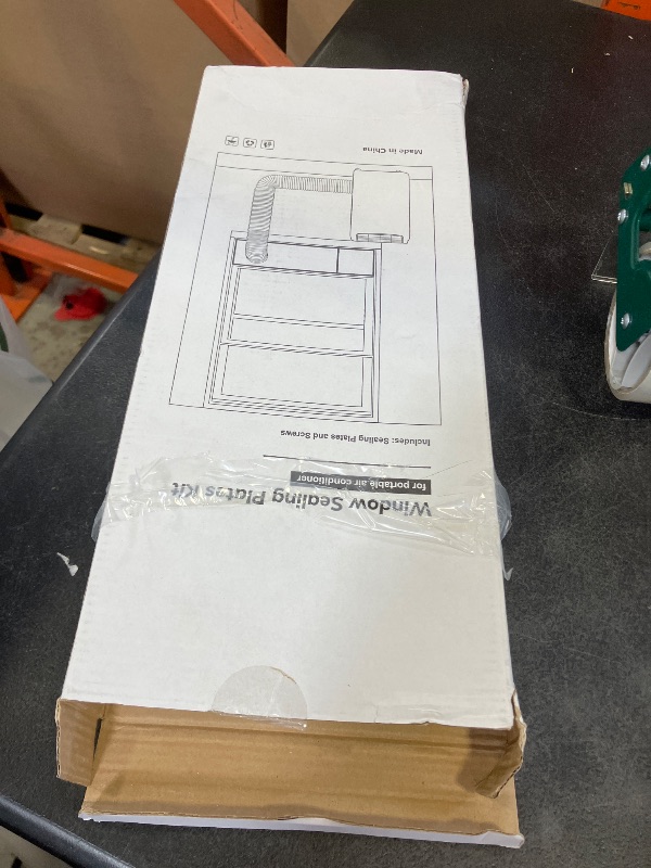 Photo 1 of Flamorrow Dual Hose Portable Air Conditioner Window Kit, Adjustable Window Seal Plates for 5" Diameter Exhaust Hose, Sliding AC Window Vent Kit with Foam Seal Strip, White