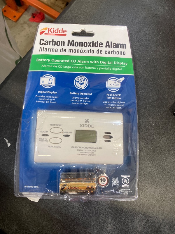 Photo 1 of Kidde Carbon Monoxide Detector, AA Battery Powered CO Alarm with LEDs, Test-Reset Button, Low Battery Indicator, Portable
