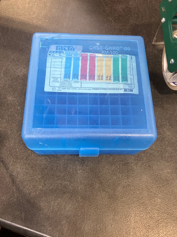 Photo 1 of MTM Case-Gard RM-100 Series Medium Rifle Ammo Box, 100 Round, Clear Blue