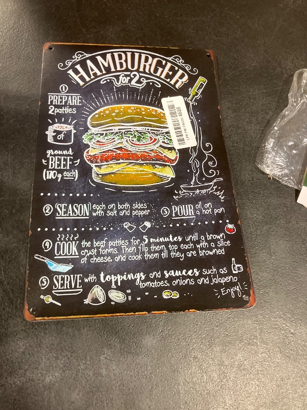 Photo 1 of Fast Food Vintage Tin Sign - Hamburger Retro Metel Sign - Wall Decor wall sign for Kitchen Bakery Cafe Restaurant
