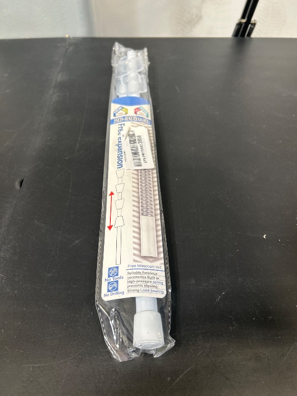 Photo 1 of MEXAU 1Pcs Spring Tension Curtain Rod 26-39 inch Spring Tension Rods White Tension Rods Adjustable Spring Rod Extendable Tension Rod For Kitchen, Bathroom, Window, Bookshelf,Closet.