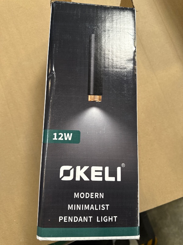 Photo 1 of OKELI Modern Black LED Pendant Light for Kitchen Island, 1 Pack – Dimmable Zoomable Pendant, Adjustable Beam Angle, 3 Color Temps 2700K/4000K/6000K, Mini Hanging Light for Bar or Bedroom, 12W 11.8"