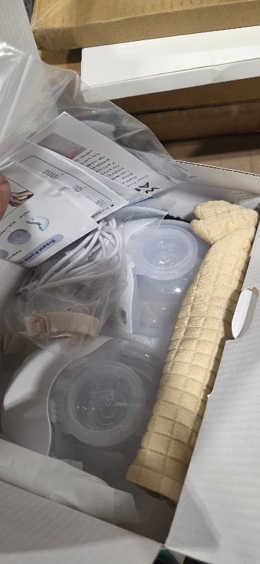 Photo 1 of Hands Free Breast Pump Wearable MY-375 - Strong Suction, Low Noise, Wearable Breastfeeding Pump with 4 Mode &12 Levels, Portable Electric Breast Pump 24mm - 19/21/Insert/Flange, 2 Pack (White)