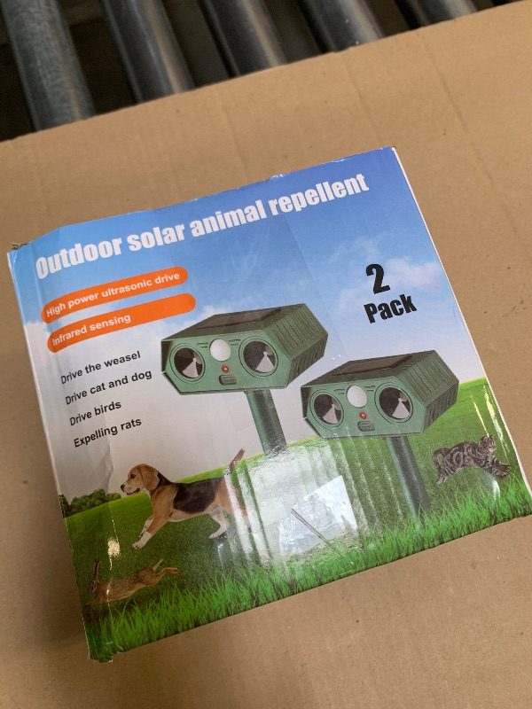 Photo 1 of 2Pack 2026 Ultrasonic Animal Repellent Outdoor Deer Repellent Devices Solar Animal Repeller Motion Activated Deterrent to Scare Cat Squirrel Rabbit Raccoon Skunk with LED Flash Lights for Yard Lawn