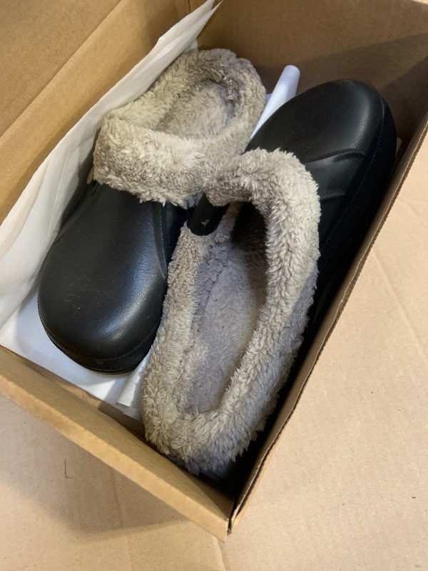 Photo 1 of Beslip Classic Fur Lined Waterproof Winter Fuzzy Slippers, Black and Khaki, Women's Sizes 8.5-9