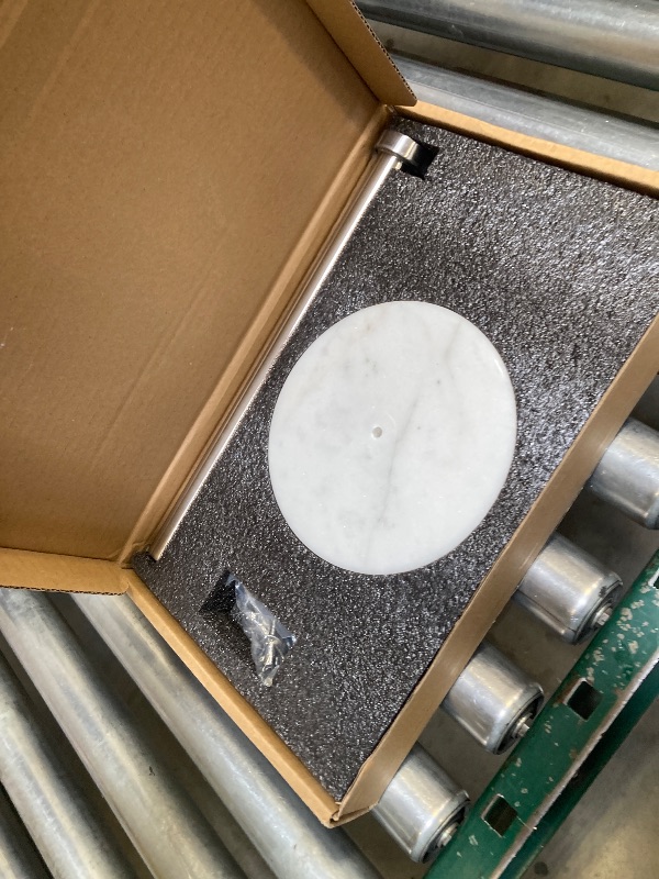 Photo 1 of Paper Towel Holder Countertop, Heavy Weighted Marble Base Paper Towels Holder for Kitchen Counter, Modern Standing Papertowel Roll Holders(Brushed Nickel Stainless Steel Bar, White Natural Marble)