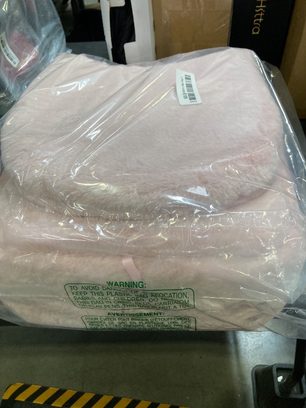 Photo 1 of GREENSTELL Small Vanity Stool Chair with Storage and Folding Back, 13.4" x 15" x 30" Square Faux Fur Soft Ottoman, 4 Metal Legs with Anti-Slip Feet, Furry Padded Seat for Makeup, Bedroom, Pink